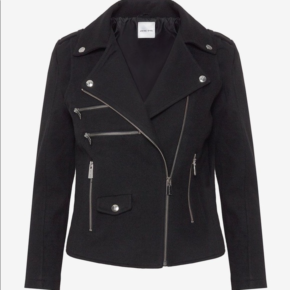 ANINE BING BLACK FELT MOTO JACKET NEW With TAGS Large